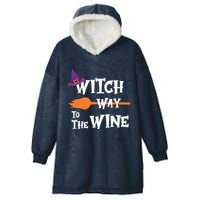 Witch Way To The Wine Funny Halloween Drinking Top Hooded Wearable Blanket