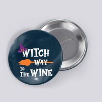 Witch Way To The Wine Funny Halloween Drinking Top Button