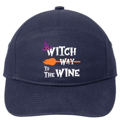 Witch Way To The Wine Funny Halloween Drinking Top 7-Panel Snapback Hat