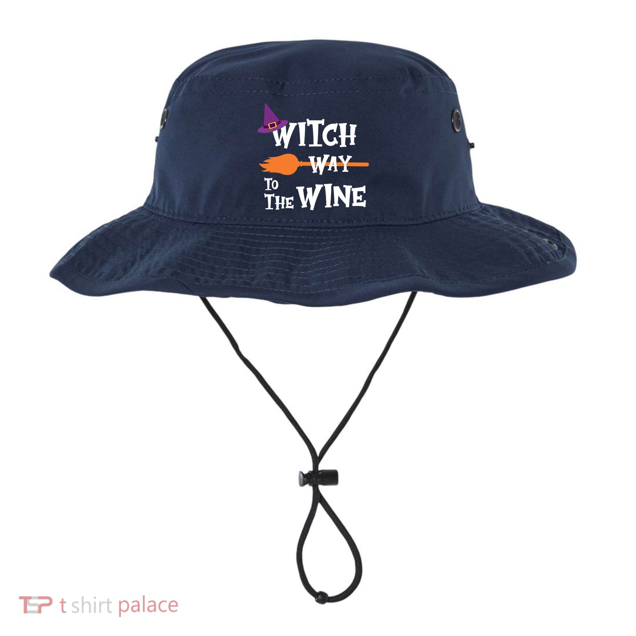 Witch Way To The Wine Funny Halloween Drinking Top Bucket Hat