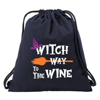 Witch Way To The Wine Funny Halloween Drinking Top Drawstring Bag