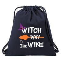 Witch Way To The Wine Funny Halloween Drinking Top Drawstring Bag