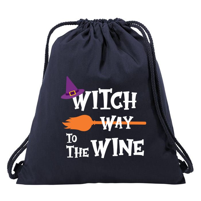 Witch Way To The Wine Funny Halloween Drinking Top Drawstring Bag