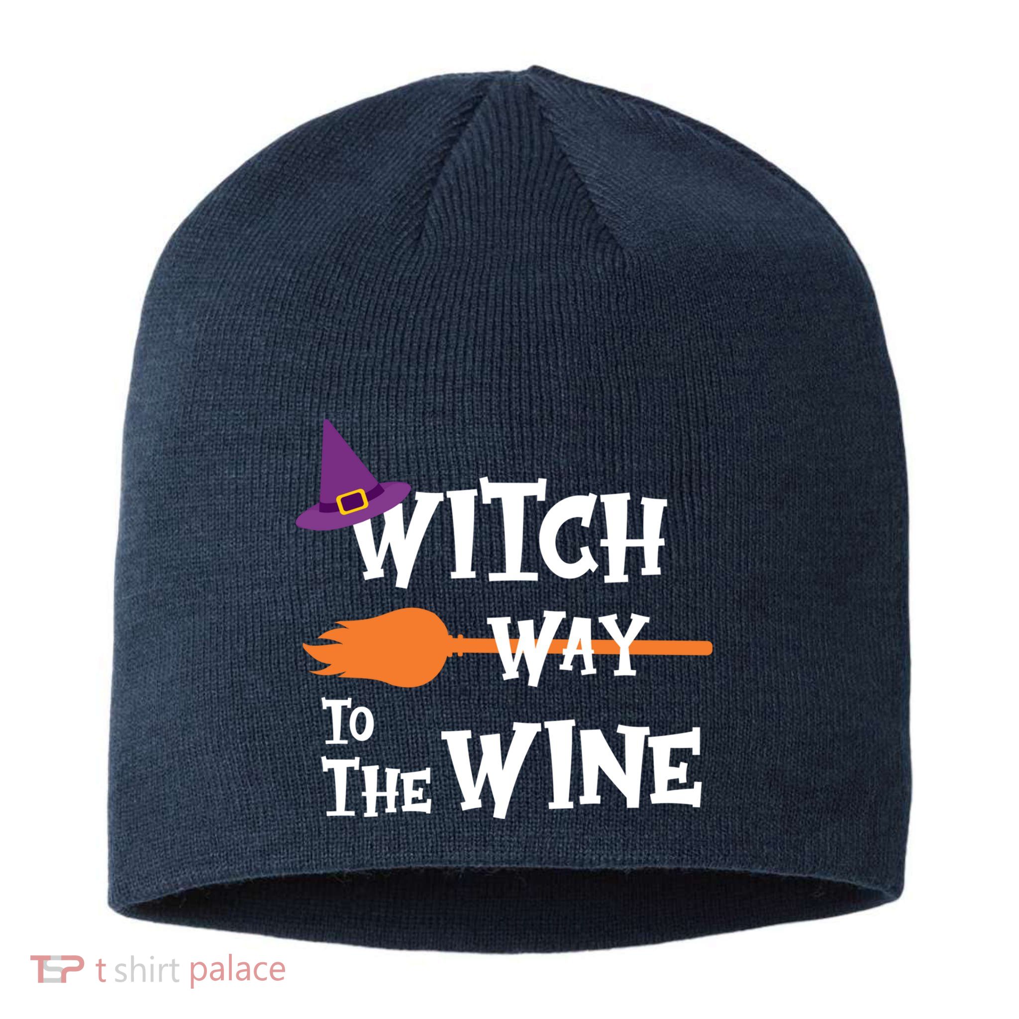 Witch Way To The Wine Funny Halloween Drinking Top Sustainable Beanie