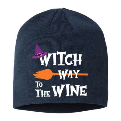 Witch Way To The Wine Funny Halloween Drinking Top Sustainable Beanie