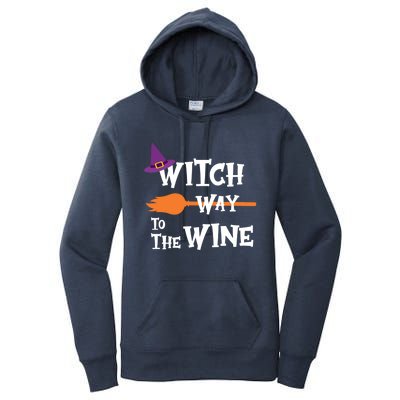 Witch Way To The Wine Funny Halloween Drinking Top Women's Pullover Hoodie