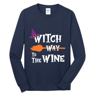 Witch Way To The Wine Funny Halloween Drinking Top Tall Long Sleeve T-Shirt