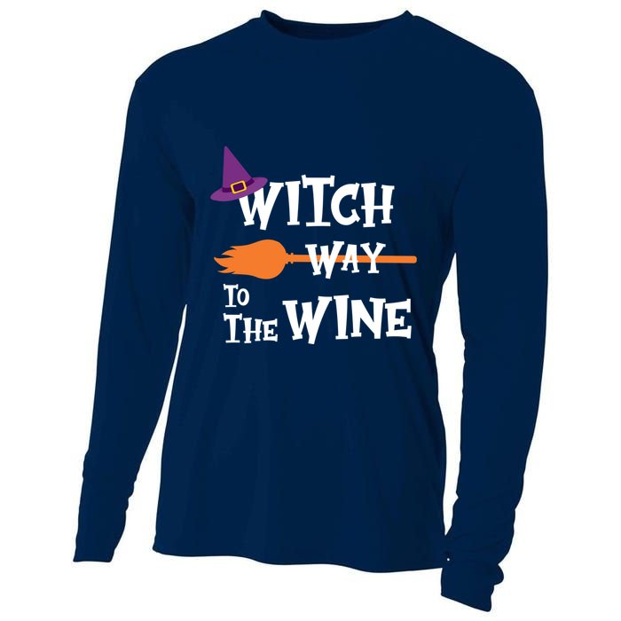 Witch Way To The Wine Funny Halloween Drinking Top Cooling Performance Long Sleeve Crew