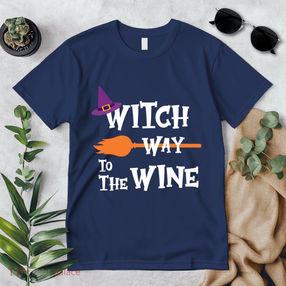 Witch Way To The Wine Funny Halloween Drinking Top Premium T-Shirt