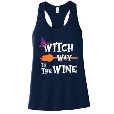 Witch Way To The Wine Funny Halloween Drinking Top Women's Racerback Tank