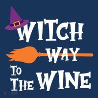 Witch Way To The Wine Funny Halloween Drinking Top Pom Pom 12in Knit Beanie
