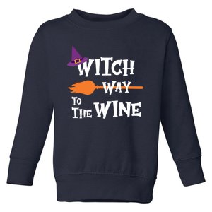 Witch Way To The Wine Funny Halloween Drinking Top Toddler Sweatshirt