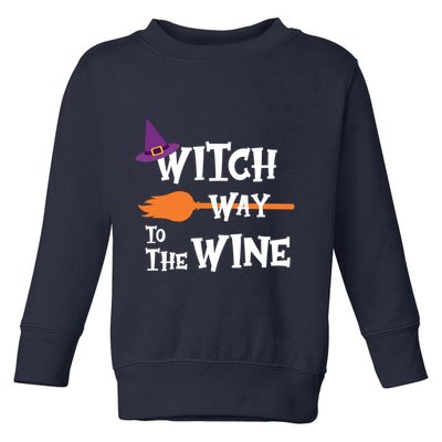 Witch Way To The Wine Funny Halloween Drinking Top Toddler Sweatshirt