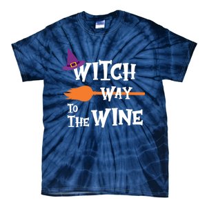 Witch Way To The Wine Funny Halloween Drinking Top Tie-Dye T-Shirt