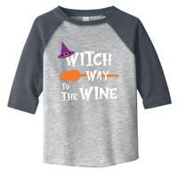 Witch Way To The Wine Funny Halloween Drinking Top Toddler Fine Jersey T-Shirt