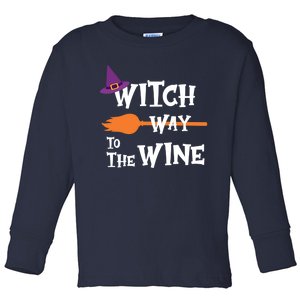 Witch Way To The Wine Funny Halloween Drinking Top Toddler Long Sleeve Shirt