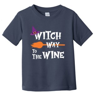 Witch Way To The Wine Funny Halloween Drinking Top Toddler T-Shirt