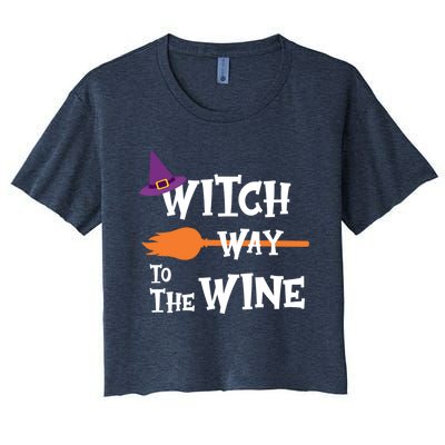 Witch Way To The Wine Funny Halloween Drinking Top Women's Crop Top Tee