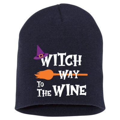 Witch Way To The Wine Funny Halloween Drinking Top Short Acrylic Beanie