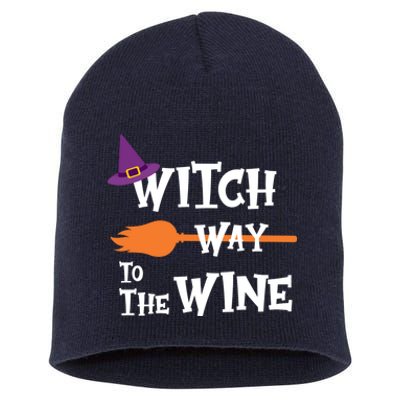 Witch Way To The Wine Funny Halloween Drinking Top Short Acrylic Beanie