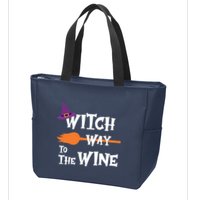 Witch Way To The Wine Funny Halloween Drinking Top Zip Tote Bag