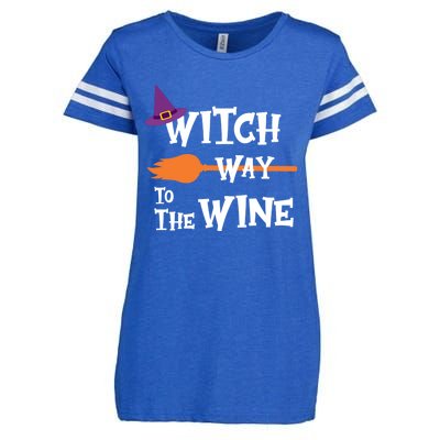 Witch Way To The Wine Funny Halloween Drinking Top Enza Ladies Jersey Football T-Shirt