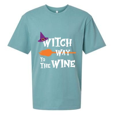 Witch Way To The Wine Funny Halloween Drinking Top Sueded Cloud Jersey T-Shirt