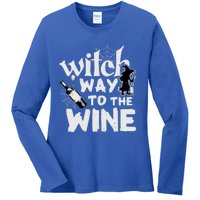 Witch Way To The Wine Funny Pun Gift Ladies Long Sleeve Shirt