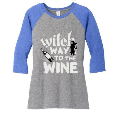 Witch Way To The Wine Funny Pun Gift Women's Tri-Blend 3/4-Sleeve Raglan Shirt