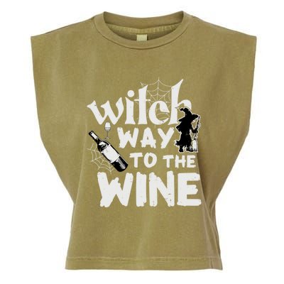 Witch Way To The Wine Funny Pun Gift Garment-Dyed Women's Muscle Tee