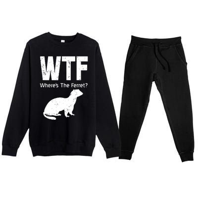 WTF Wheres The Ferret Funny Ferret Premium Crewneck Sweatsuit Set