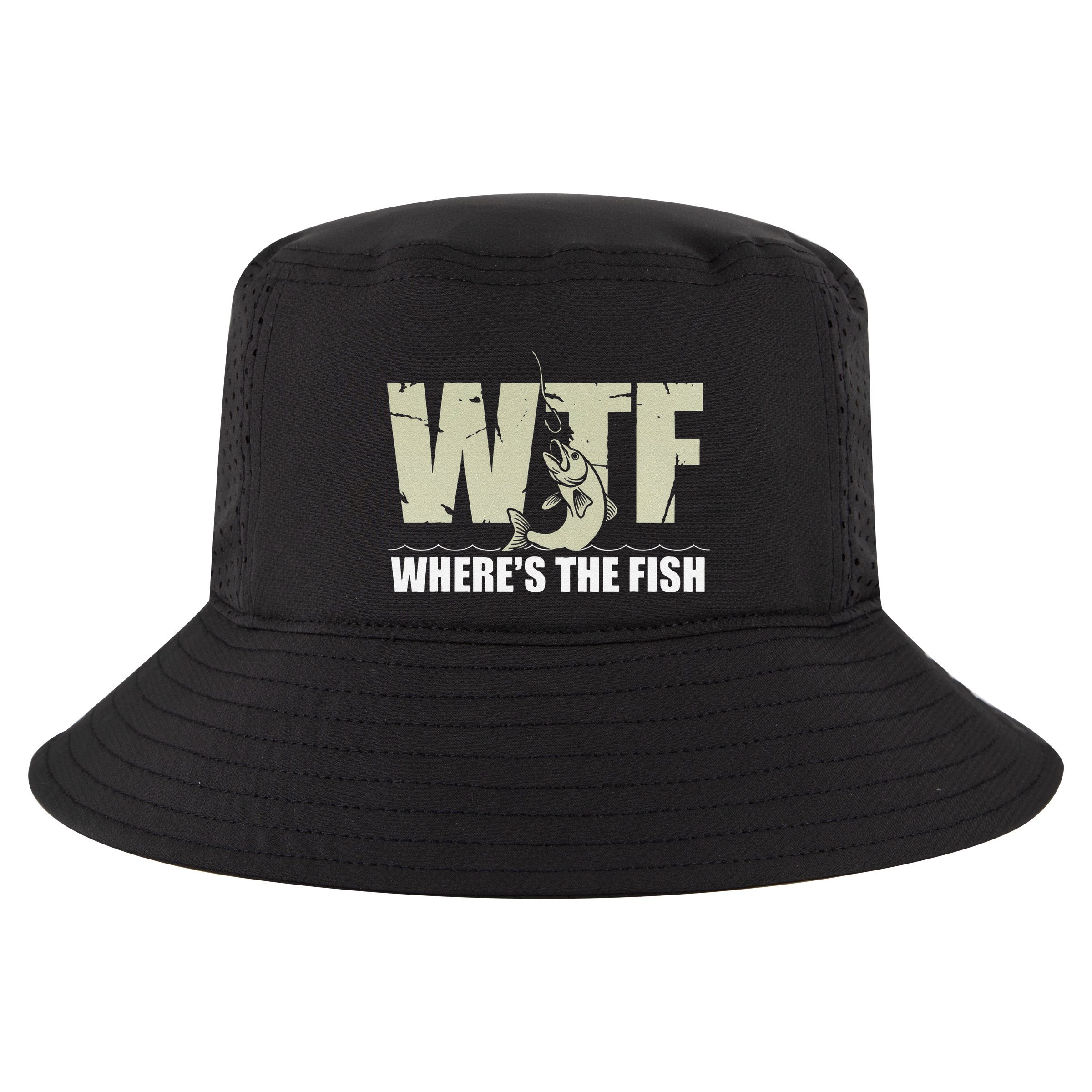 Wtf WhereS The Fish Funny Catching Fish Fishing Fisherman .Png Cool Comfort Performance Bucket Hat