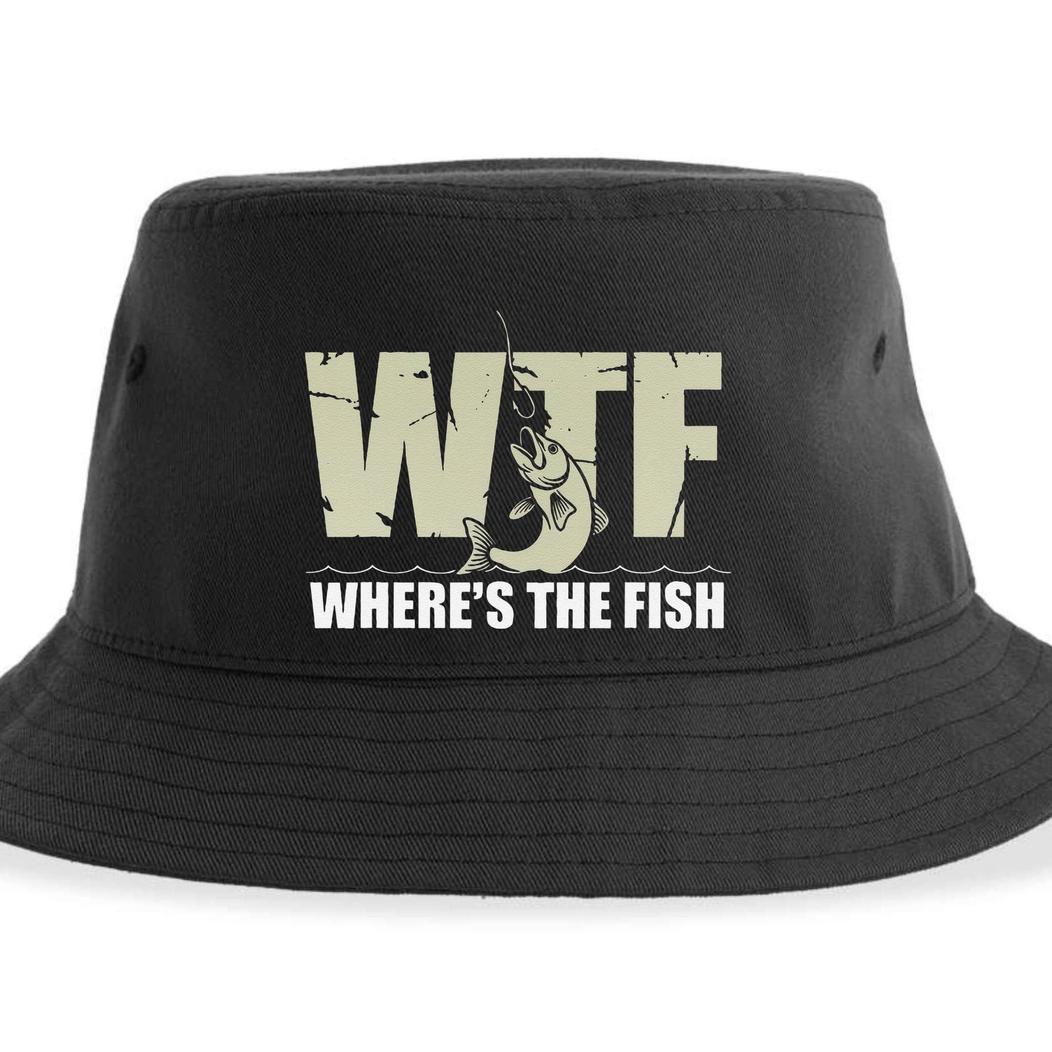 Wtf WhereS The Fish Funny Catching Fish Fishing Fisherman .Png Sustainable Bucket Hat