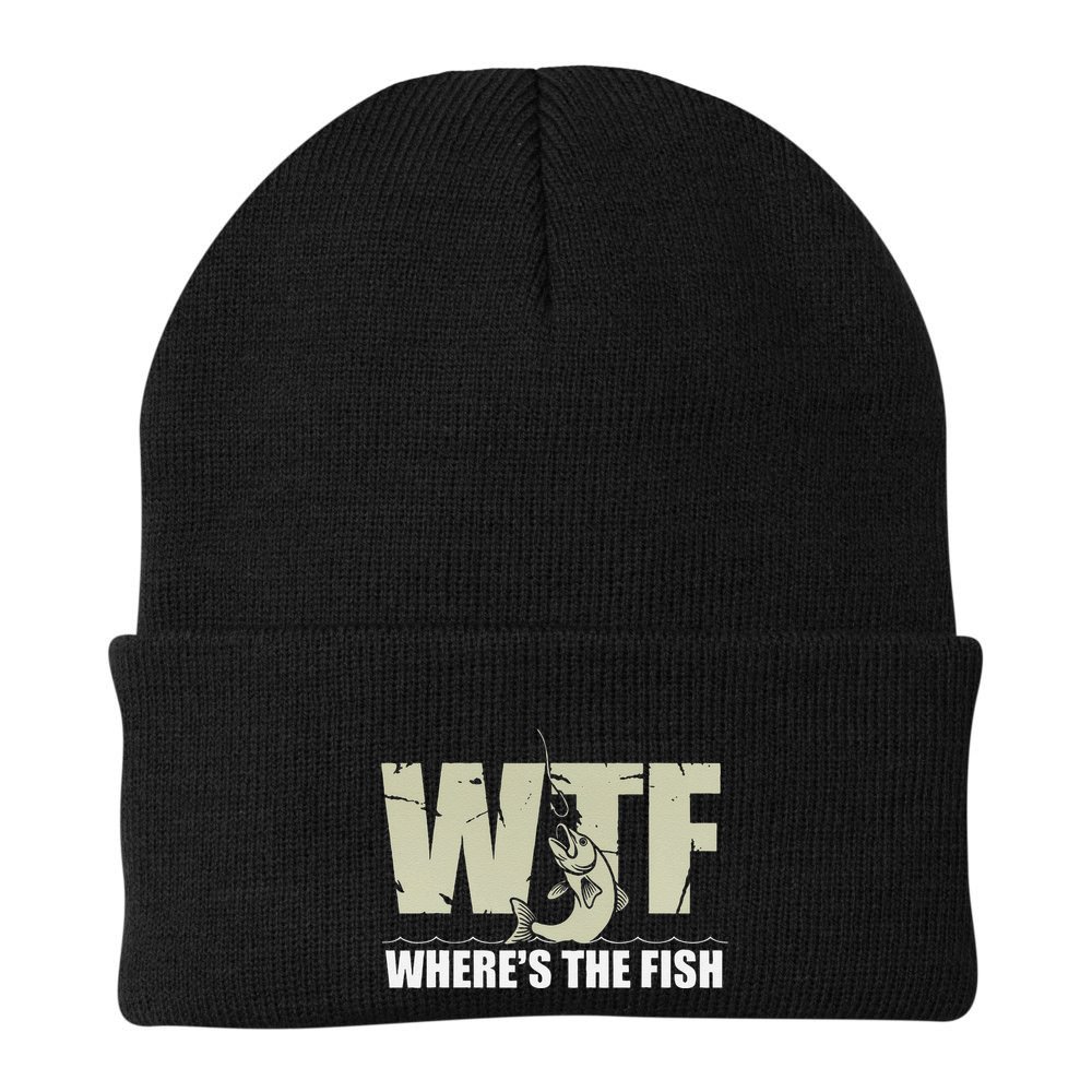 Wtf WhereS The Fish Funny Catching Fish Fishing Fisherman .Png Beanie