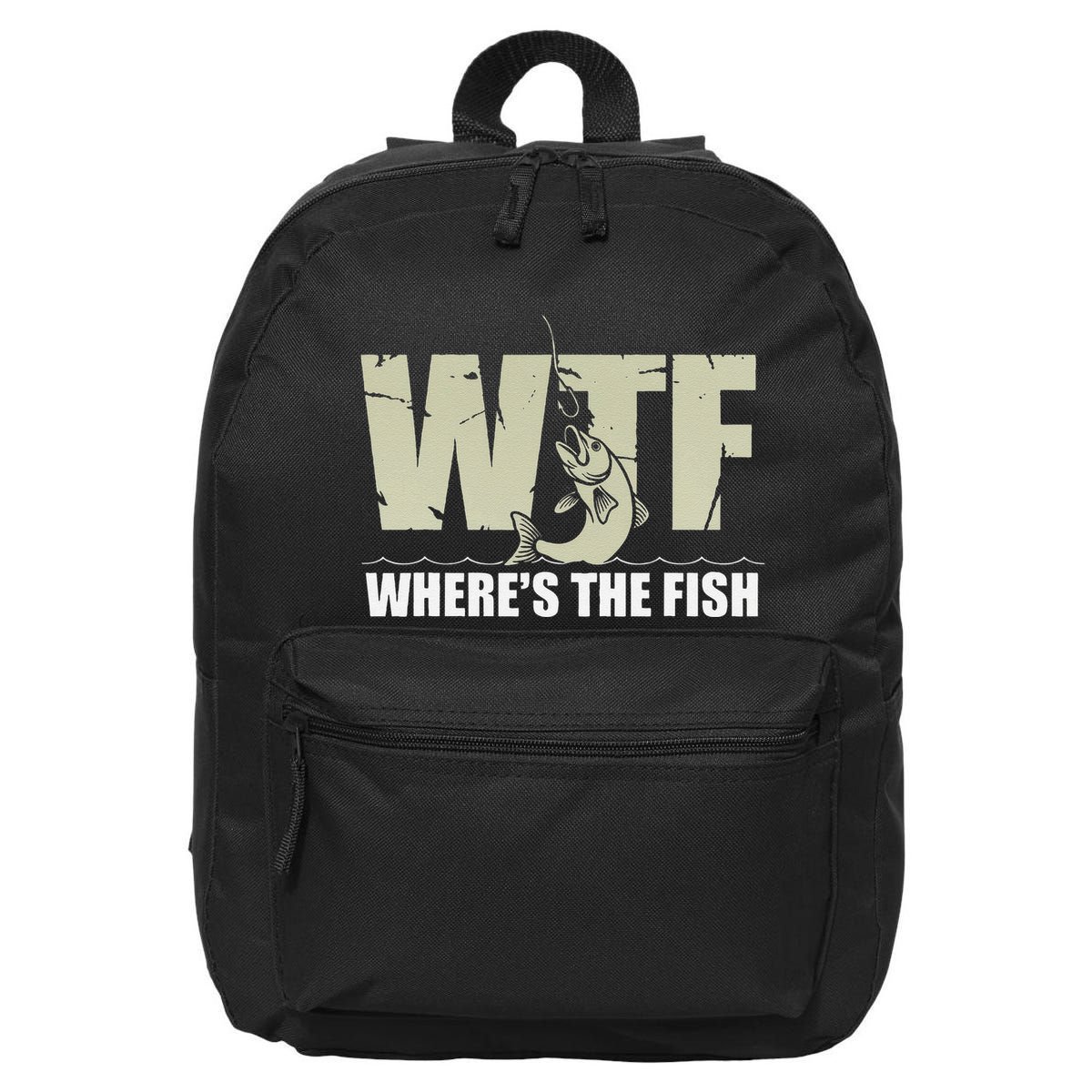 Wtf WhereS The Fish Funny Catching Fish Fishing Fisherman .Png 16 in Basic Backpack