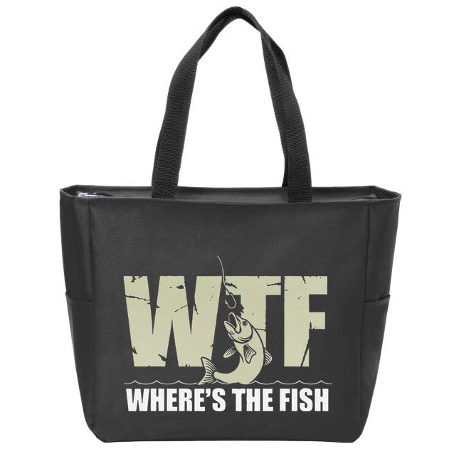 Wtf WhereS The Fish Funny Catching Fish Fishing Fisherman .Png Zip Tote Bag