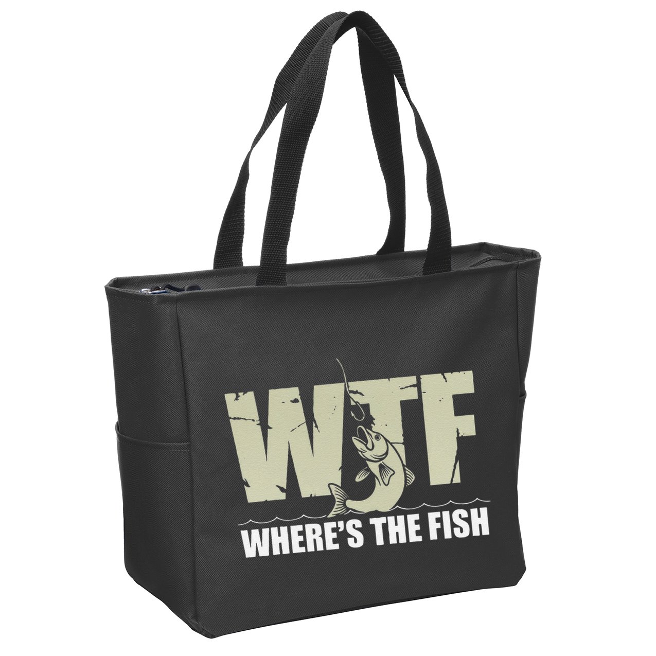 Wtf WhereS The Fish Funny Catching Fish Fishing Fisherman .Png Zip Tote Bag