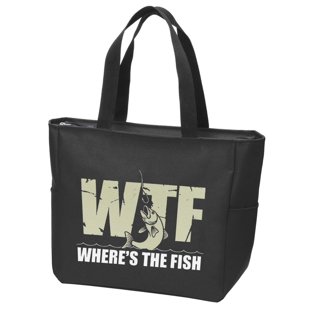 Wtf WhereS The Fish Funny Catching Fish Fishing Fisherman .Png Zip Tote Bag