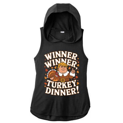 Winner Winner Turkey Dinner Funny Trump Thanksgiving Turkey Ladies PosiCharge Tri-Blend Wicking Draft Hoodie Tank