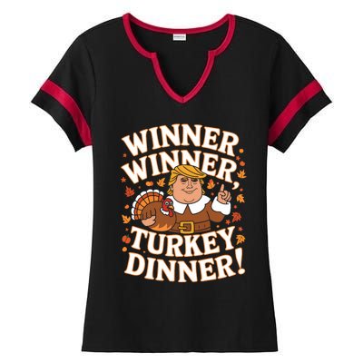 Winner Winner Turkey Dinner Funny Trump Thanksgiving Turkey Ladies Halftime Notch Neck Tee