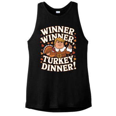 Winner Winner Turkey Dinner Funny Trump Thanksgiving Turkey Ladies PosiCharge Tri-Blend Wicking Tank