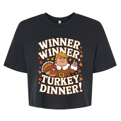 Winner Winner Turkey Dinner Funny Trump Thanksgiving Turkey Bella+Canvas Jersey Crop Tee