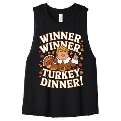 Winner Winner Turkey Dinner Funny Trump Thanksgiving Turkey Women's Racerback Cropped Tank