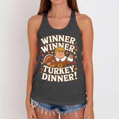 Winner Winner Turkey Dinner Funny Trump Thanksgiving Turkey Women's Knotted Racerback Tank