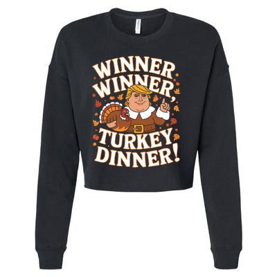 Winner Winner Turkey Dinner Funny Trump Thanksgiving Turkey Cropped Pullover Crew