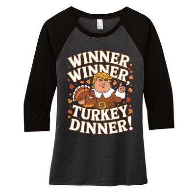 Winner Winner Turkey Dinner Funny Trump Thanksgiving Turkey Women's Tri-Blend 3/4-Sleeve Raglan Shirt