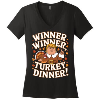 Winner Winner Turkey Dinner Funny Trump Thanksgiving Turkey Women's V-Neck T-Shirt