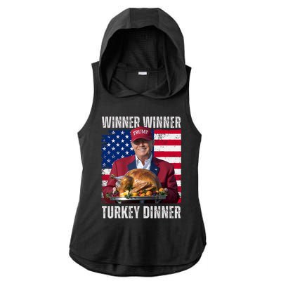 Winner Winner Turkey Dinner Humor Funny Trump Thanksgiving Ladies PosiCharge Tri-Blend Wicking Draft Hoodie Tank