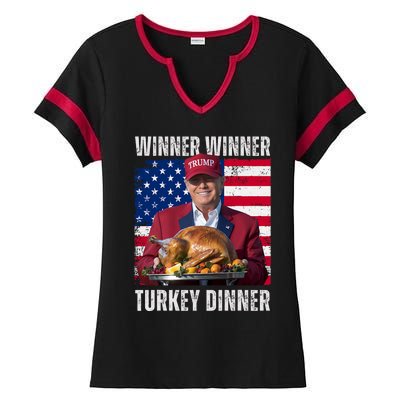 Winner Winner Turkey Dinner Humor Funny Trump Thanksgiving Ladies Halftime Notch Neck Tee