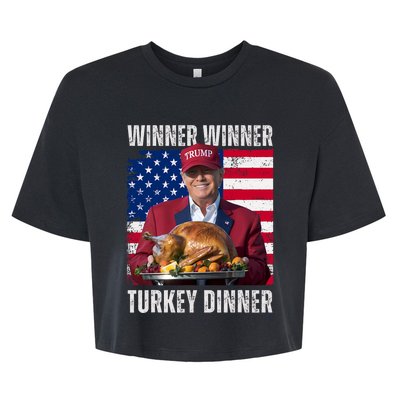 Winner Winner Turkey Dinner Humor Funny Trump Thanksgiving Bella+Canvas Jersey Crop Tee